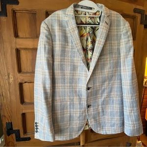 Paisley & Gray Sports Jacket Linen Blend 44R Slim Fit Blue White Gold